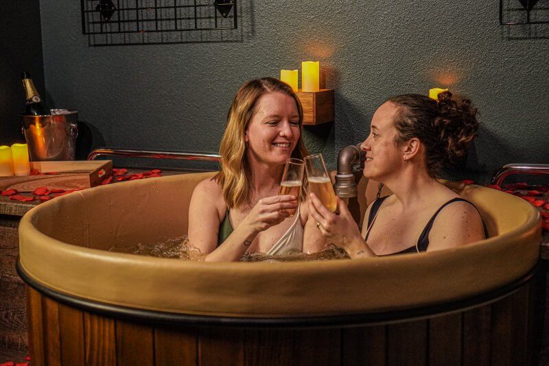 2 women at The Beer Spa in Denver for romantic getaways in Denver