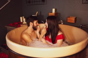 couple spending Valentine's Day in Denver at The Beer Spa